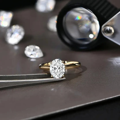 Aisor Gold Plated Moissanite Oval Ring
