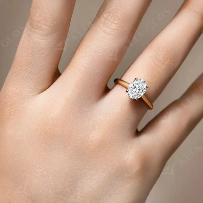 Aisor Gold Plated Moissanite Oval Ring