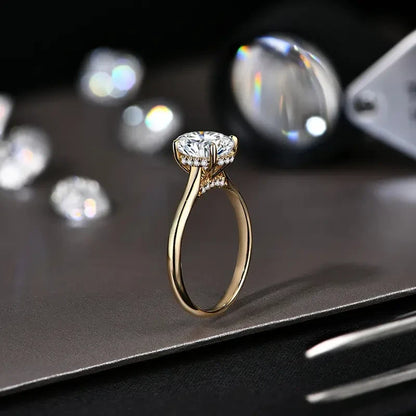 Aisor Gold Plated Moissanite Oval Ring