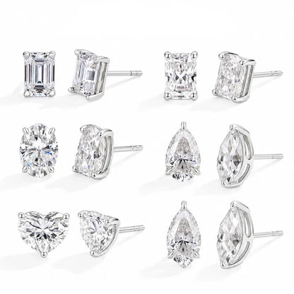 Aisor Synthetic Moissanite Sterling Silver Stud Earrings