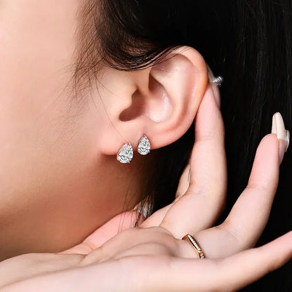 Aisor Synthetic Moissanite Sterling Silver Stud Earrings