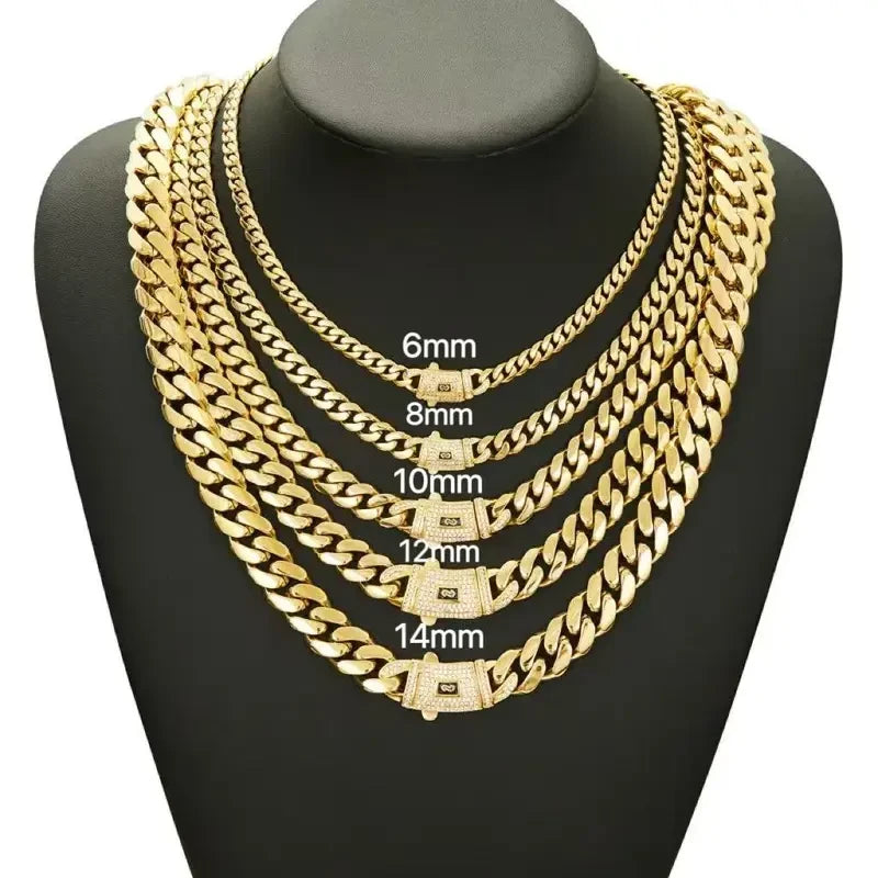 Aisor Gold Plated Cuban Link Set