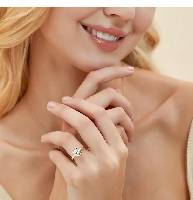 Aisor Gold Plated Moissanite Oval Ring