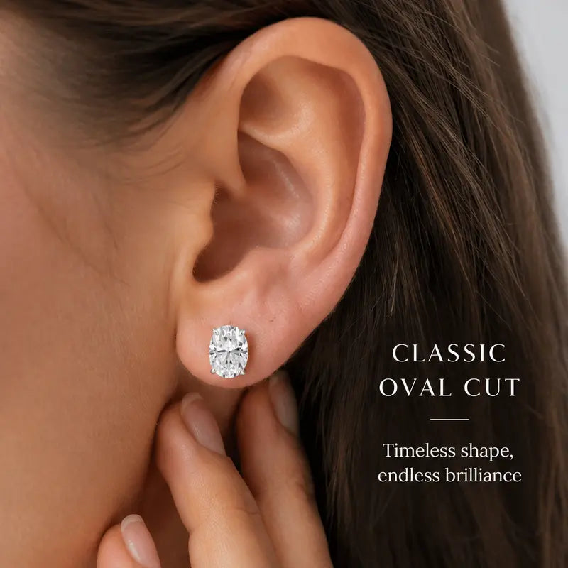 Aisor Synthetic Moissanite Sterling Silver Stud Earrings