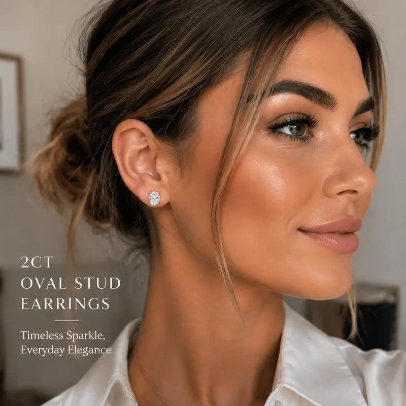 Aisor Synthetic Moissanite Sterling Silver Stud Earrings
