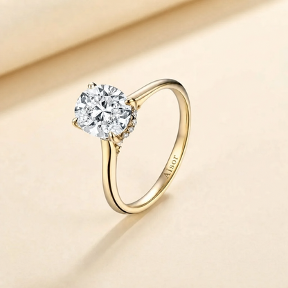 Aisor Gold Plated Moissanite Oval Ring