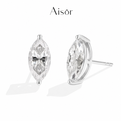 Aisor Synthetic Moissanite Sterling Silver Stud Earrings