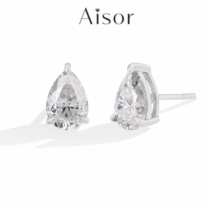 Aisor Synthetic Moissanite Sterling Silver Stud Earrings