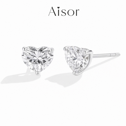 Aisor Synthetic Moissanite Sterling Silver Stud Earrings