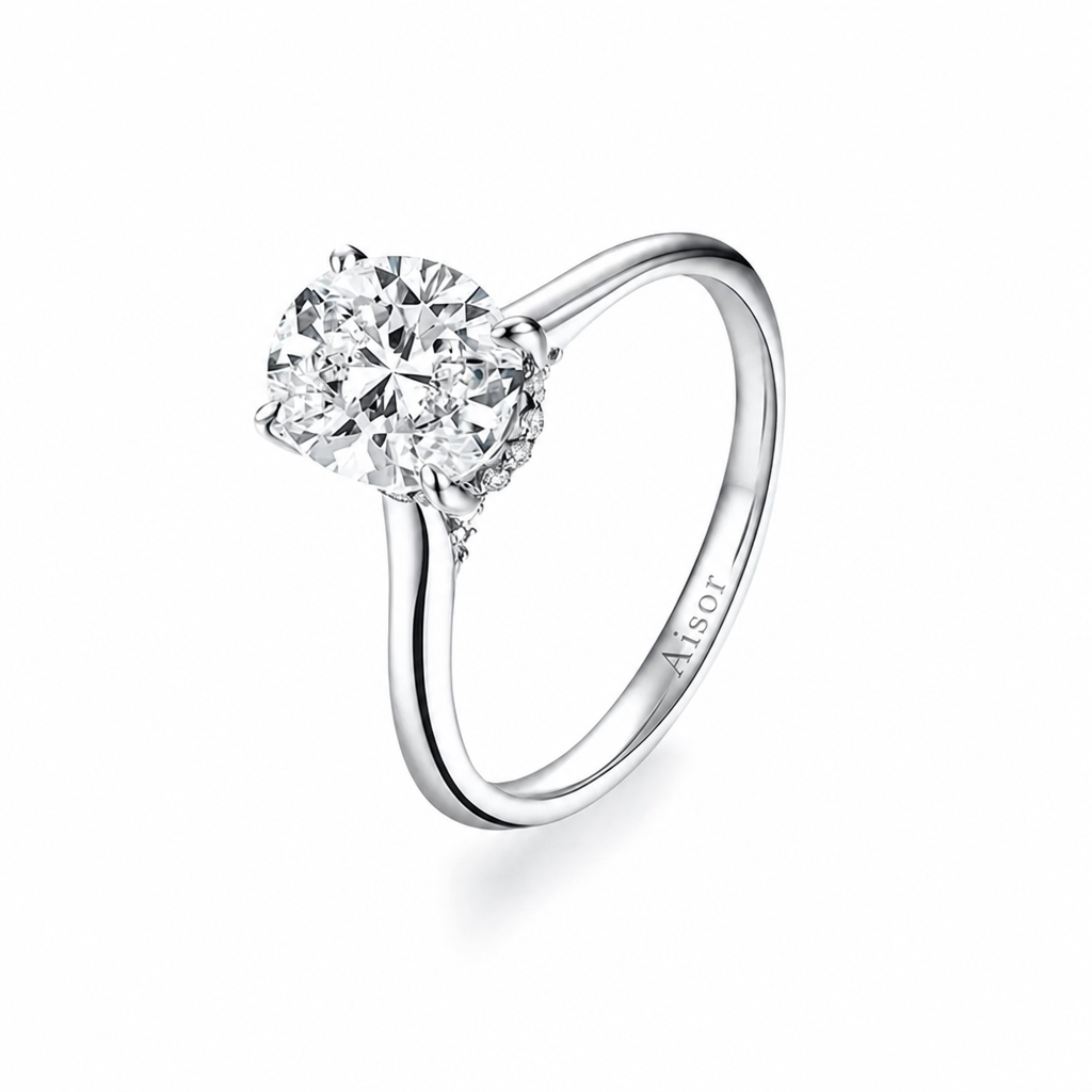 Aisor Gold Plated Moissanite Oval Ring