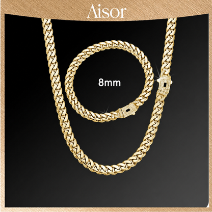 Aisor Gold Plated Cuban Link Set