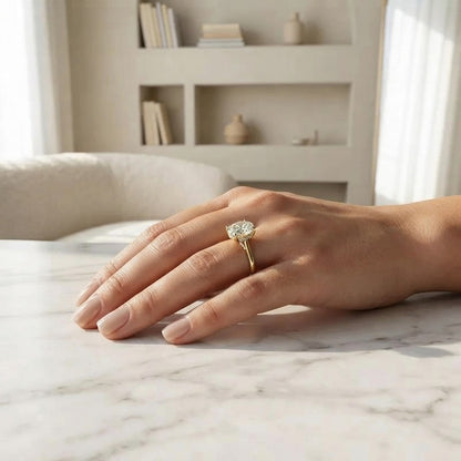 Aisor Gold Plated Moissanite Oval Ring