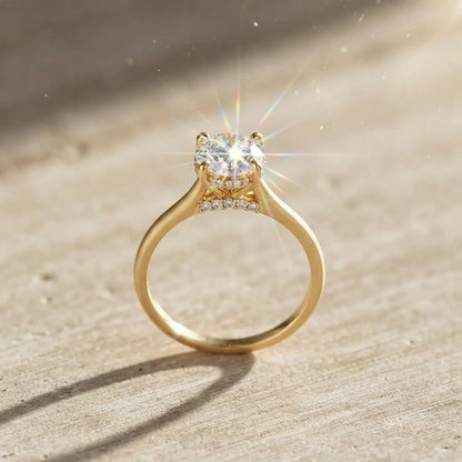 Aisor Gold Plated Moissanite Oval Ring