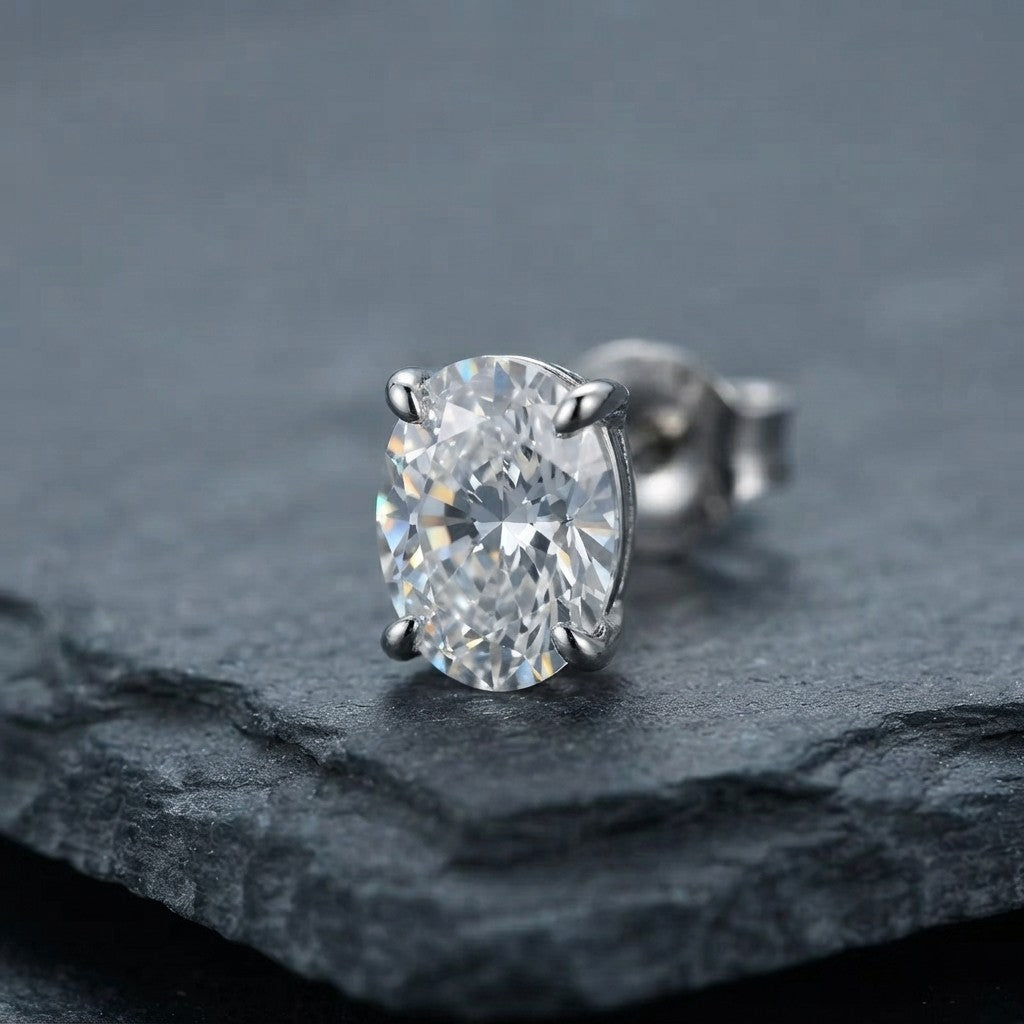 Aisor Synthetic Moissanite Sterling Silver Stud Earrings